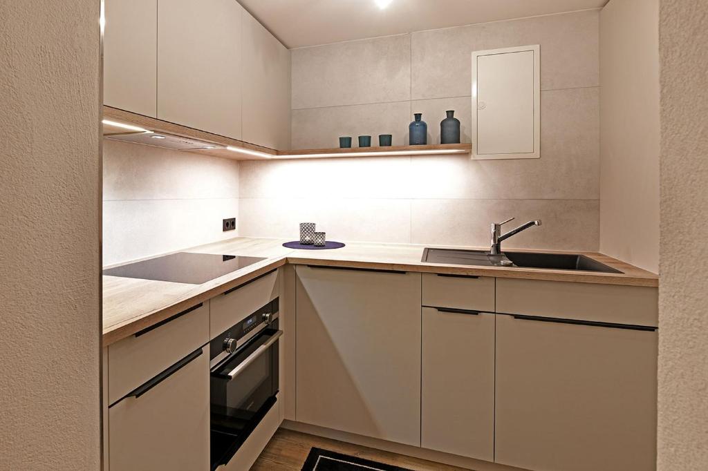 Kuchyň nebo kuchyňský kout v ubytování Hotel St Hubertus