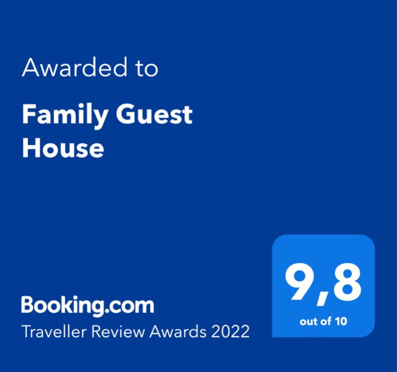 Certifikát, hodnocení, plakát nebo jiný dokument vystavený v ubytování Family Guest House