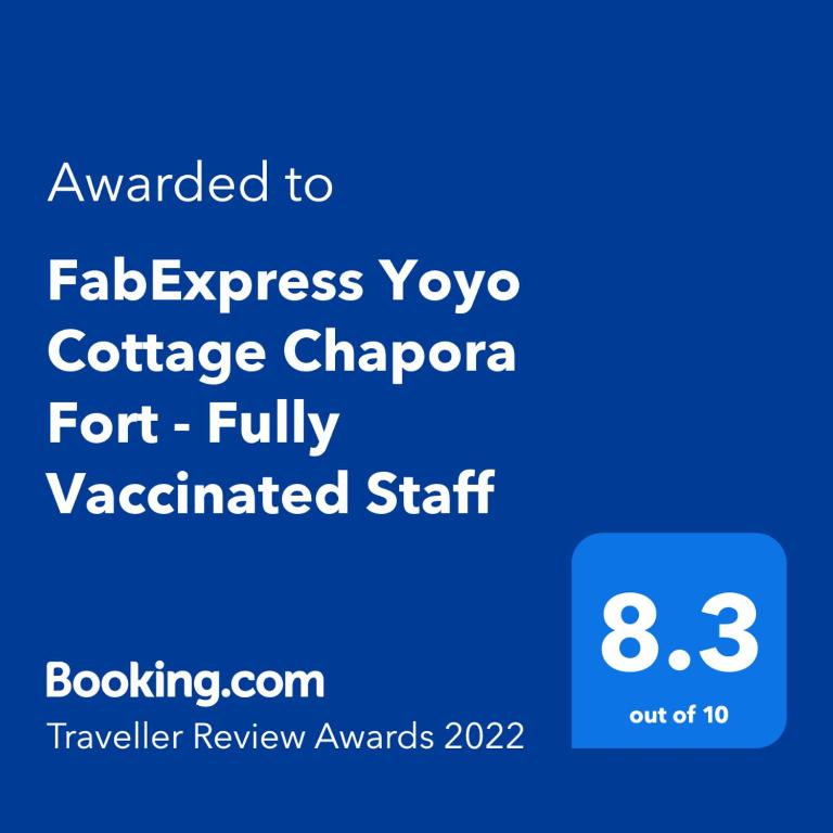 Certifikát, hodnocení, plakát nebo jiný dokument vystavený v ubytování FabHotel Yoyo Cottage With Pool - Nr Chapora Fort