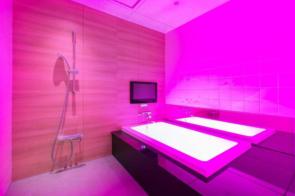 TV a/nebo společenská místnost v ubytování HOTEL 粋