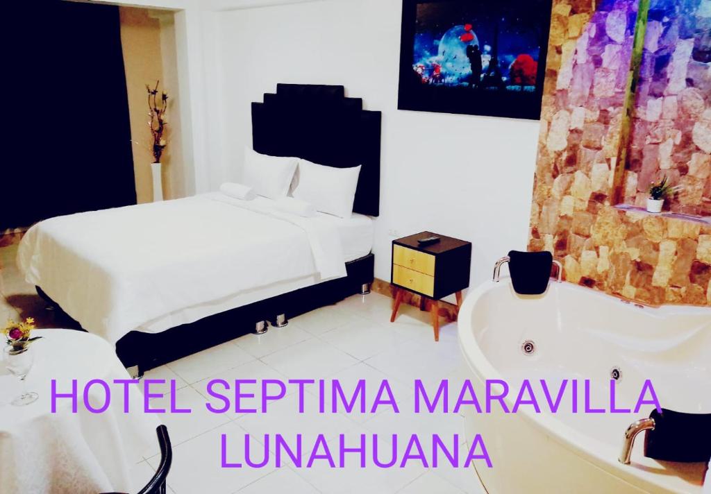 Кровать или кровати в номере Hotel Septima Maravilla Lunahuana