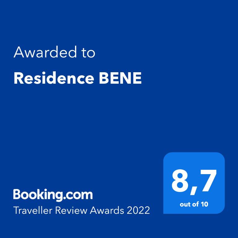 Certifikát, hodnocení, plakát nebo jiný dokument vystavený v ubytování Residence BENE