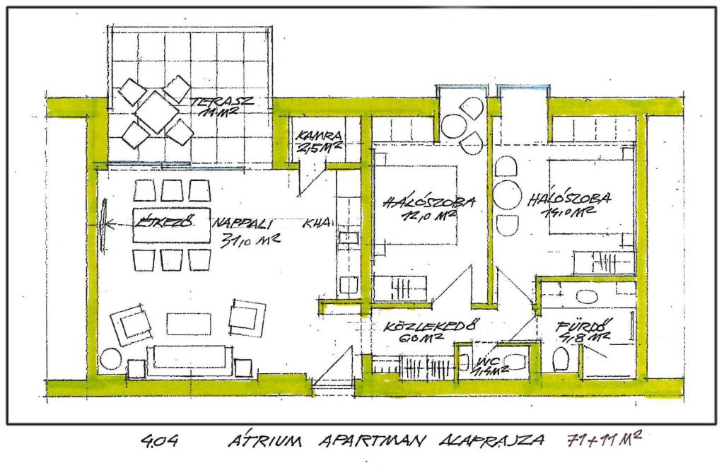 Plán poschodí v ubytovaní Atrium Apartman Hévíz mit Panoramaterrasse und Tiefgarage