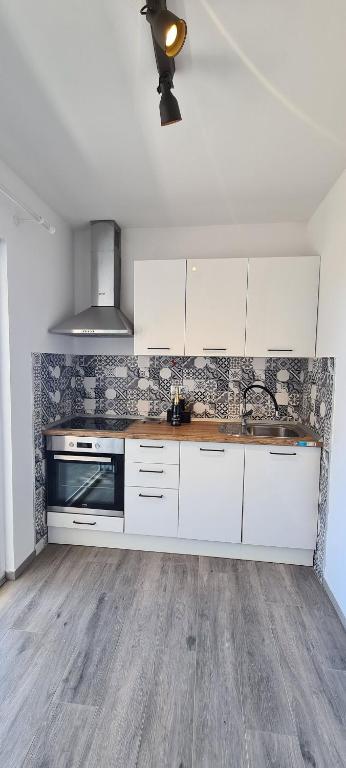 Kuchyň nebo kuchyňský kout v ubytování Apartments Helena