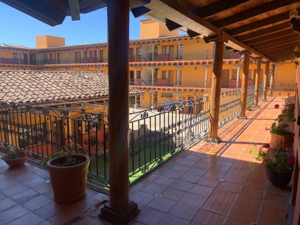 a view from the balcony of a building at Hotel Posada Don Ramon in Zacatlán