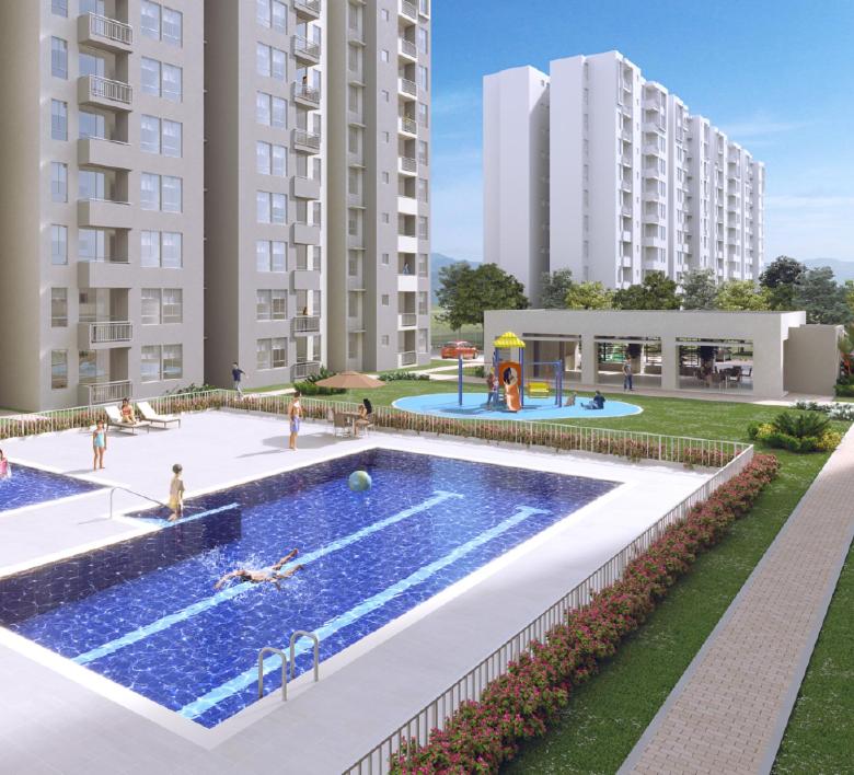 uma representação de uma piscina num complexo de apartamentos em HERMOSO APARTAMENTO CON BALCON, 3 Alcobas, 2 baños em Cartagena das Índias