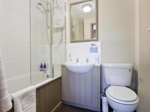 a bathroom with a toilet and a sink and a shower at The Blue Anchor in Feering