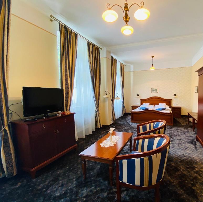 TV a/nebo společenská místnost v ubytování LD PALACE Spa & Kur