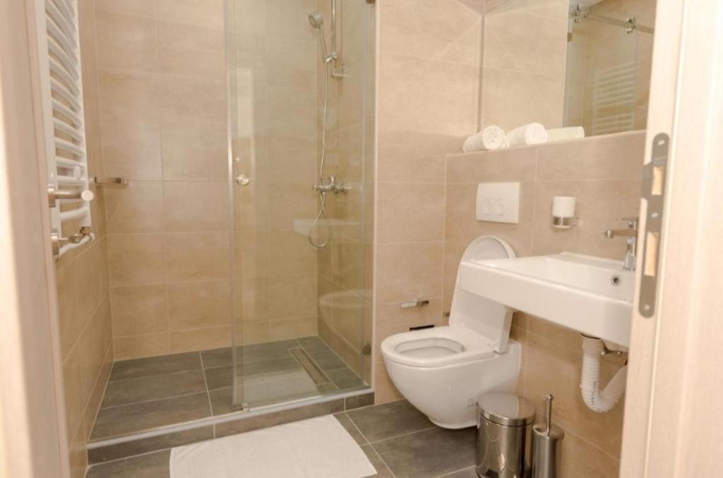 Vonios kambarys apgyvendinimo įstaigoje LuxA Apartmani
