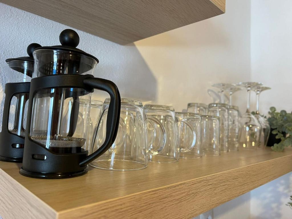 Coffee and tea making facilities at Beachside studio Ornos area