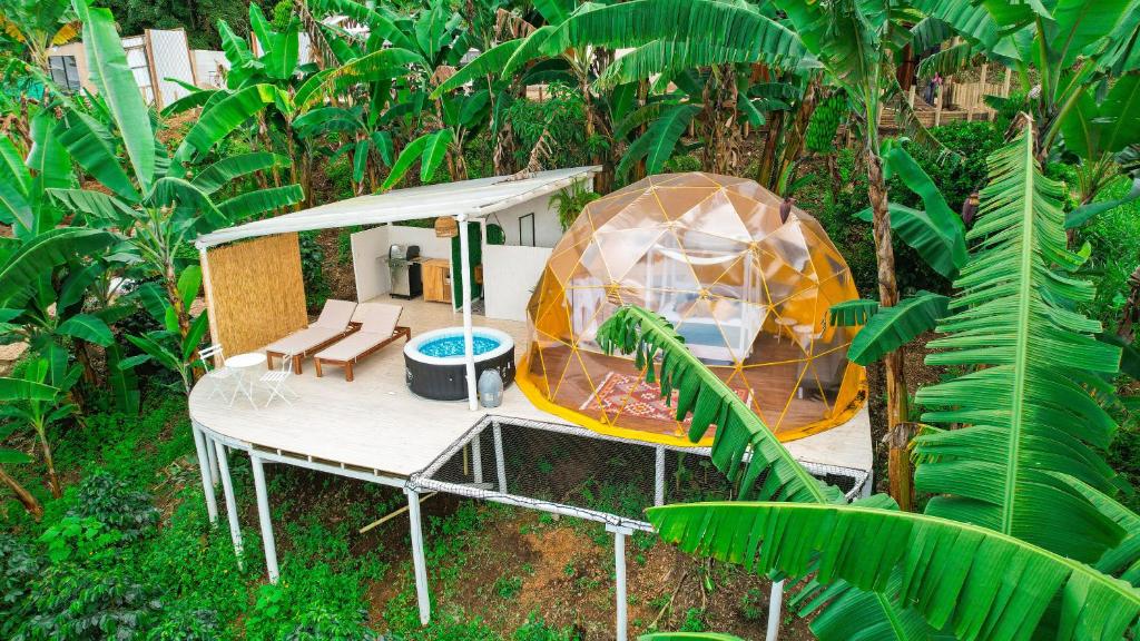 a gazebo in the middle of a forest at Bajo el Cielo Glamping San Francisco in San Francisco