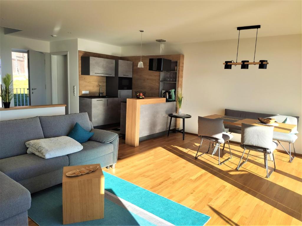 Kuchyň nebo kuchyňský kout v ubytování Hecklers Seepanorama Appartements