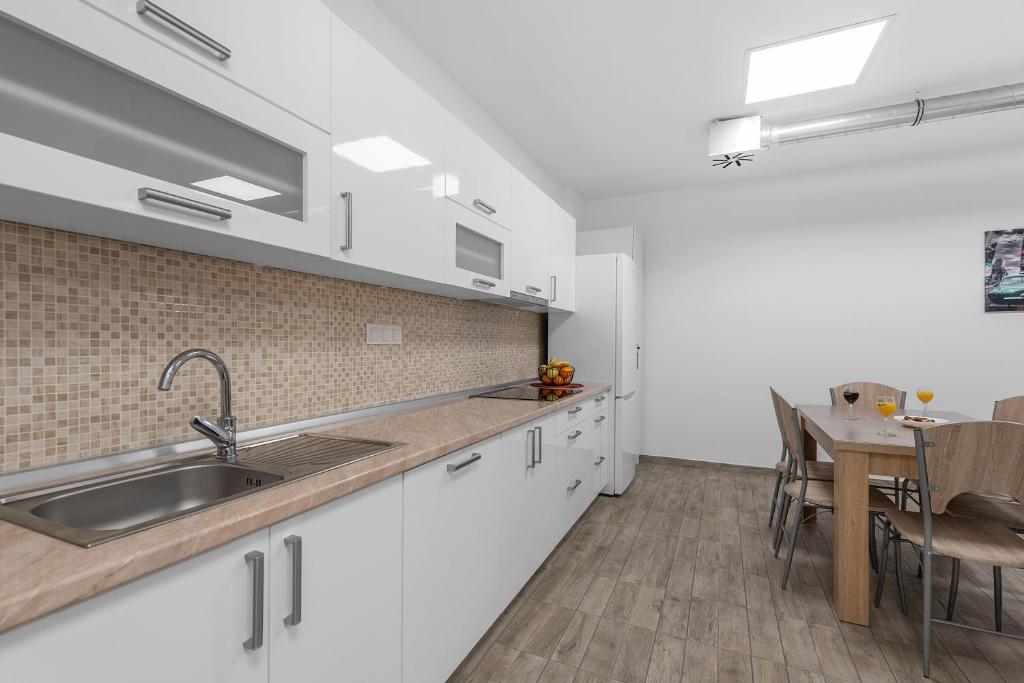 Kuchyň nebo kuchyňský kout v ubytování Hostel Elli
