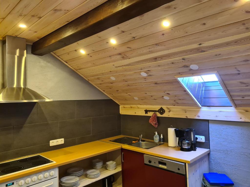 Kuchyň nebo kuchyňský kout v ubytování Piratenbucht am Brombachsee