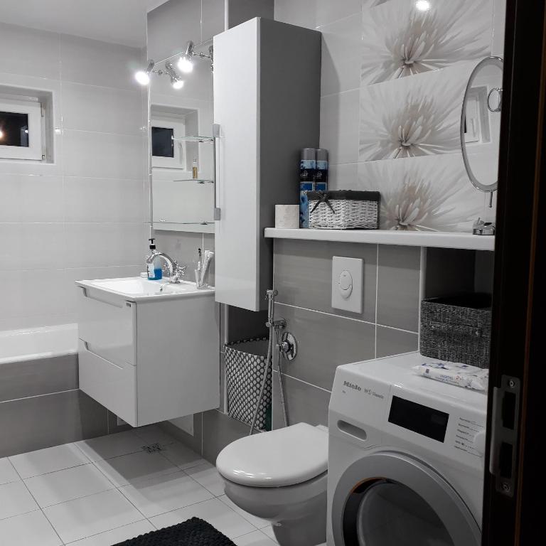 Koupelna v ubytování Apartament Elena