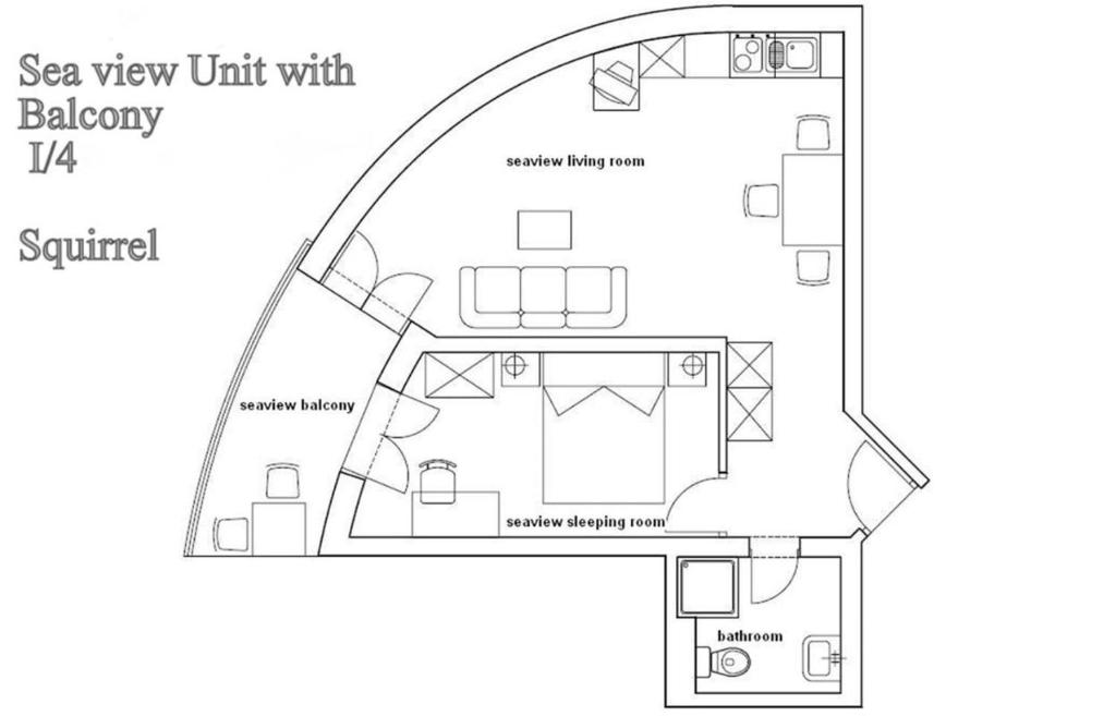 Plán poschodí v ubytovaní Cozy apartment for 3 adults next to the beach