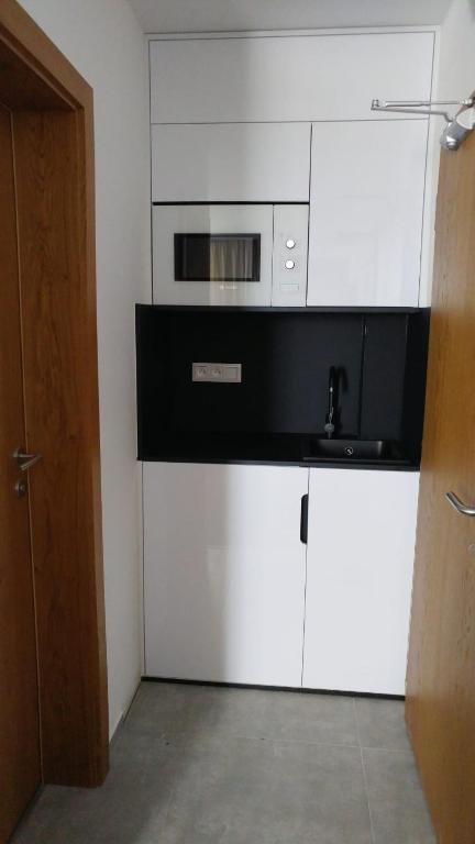 Kuchyň nebo kuchyňský kout v ubytování Apartmány 45 Valča