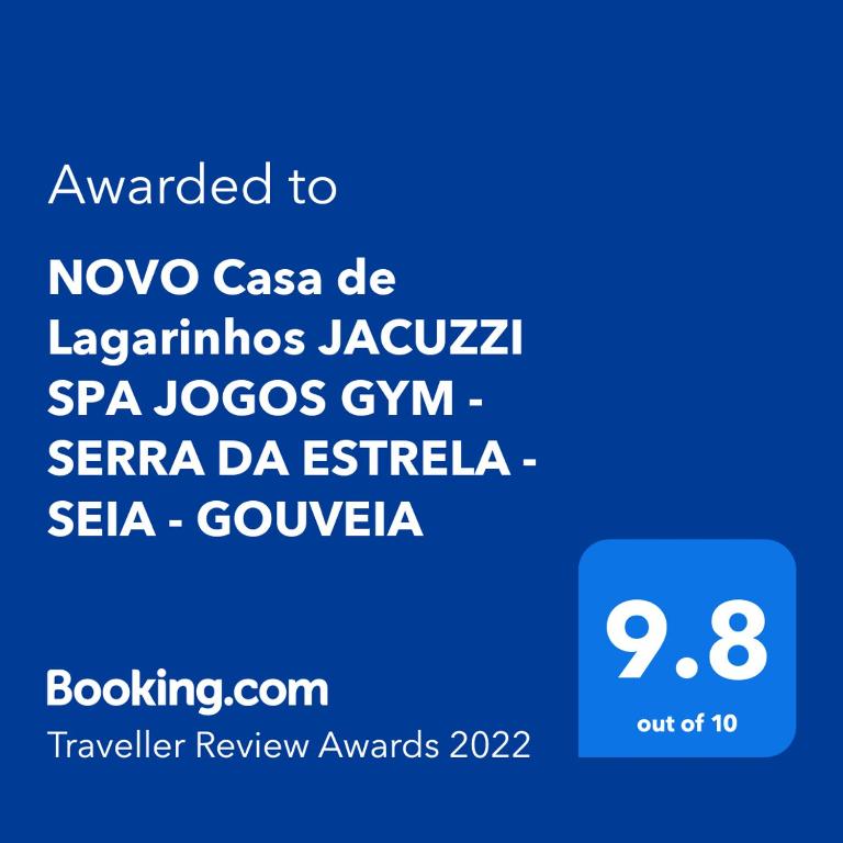 Um certificado, prmio, placa ou documento mostrado em Casa de Lagarinhos JACUZZI SPA JOGOS GYM - SERRA DA ESTRELA - SEIA - GOUVEIA