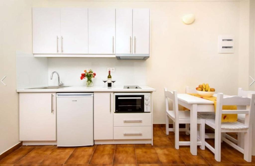 Kuchyň nebo kuchyňský kout v ubytování Filoxenia Kirki Apartments