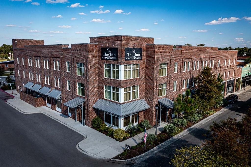 an overhead view of a brick building on a street at The Inn At The Crossroads in Lake City