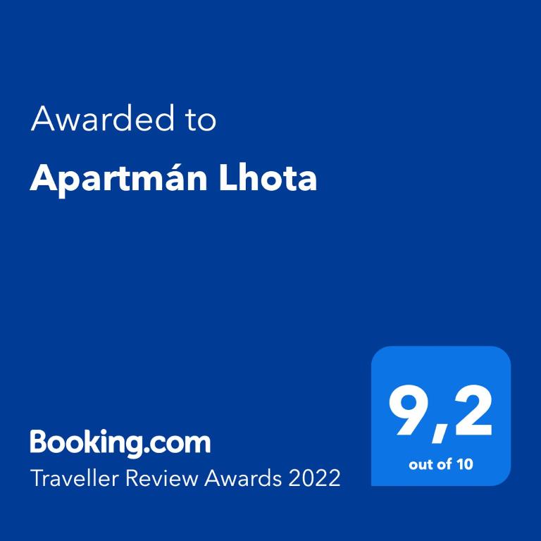 Certifikát, hodnocení, plakát nebo jiný dokument vystavený v ubytování Apartmán Lhota