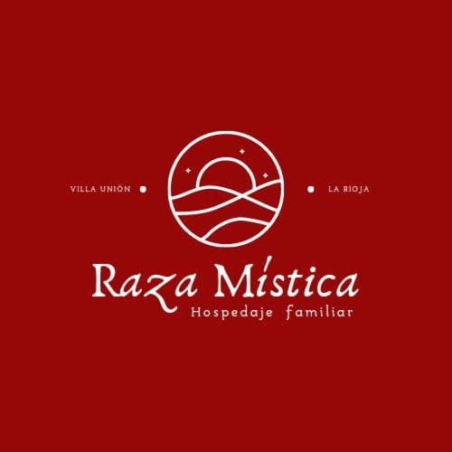 a white logo on a red background with aarma nut at Hospedaje Familiar Raza Mistica in Villa Unión