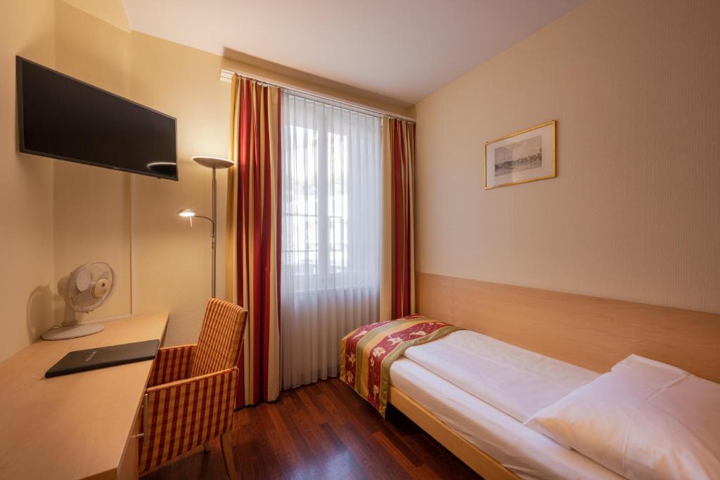 TV a/nebo společenská místnost v ubytování Hotel De la Paix