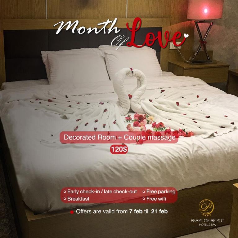 Postel nebo postele na pokoji v ubytování Pearl of Beirut Hotel & Spa