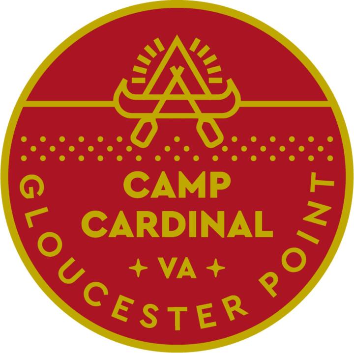 a red camp carolina volunteer program logo at Camp Cardinal in Broad Marsh
