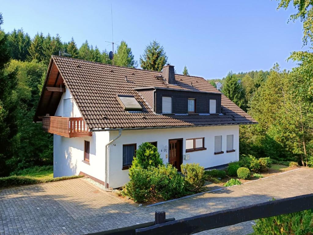 uma casa branca com um telhado em Enjoy Winterberg em Winterberg