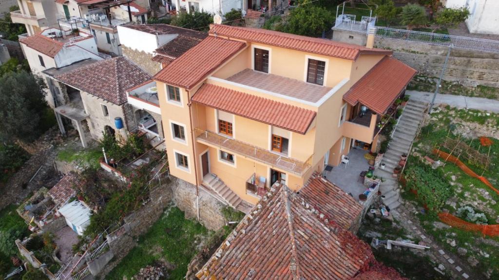an overhead view of a house with red roofs at Casa Vacanze Rì Zìì in Montecorice