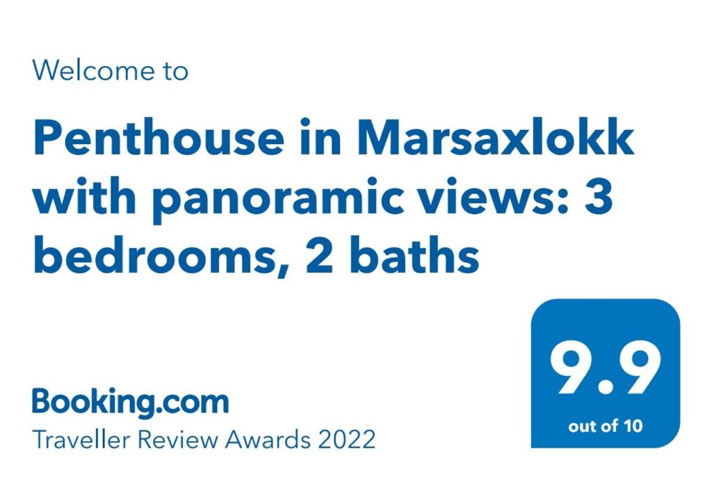 Certifikát, hodnocení, plakát nebo jiný dokument vystavený v ubytování Penthouse in Marsaxlokk with panoramic views: 3 bedrooms, 2 baths