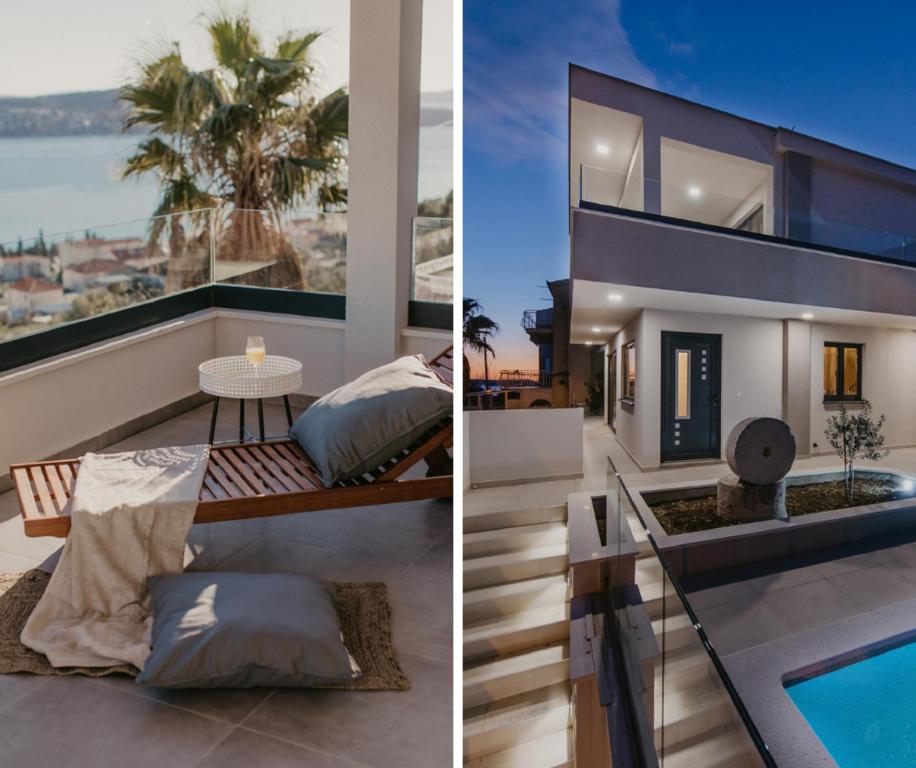 Posedenie v ubytovaní Lux Villa Core with amazing view and heated pool
