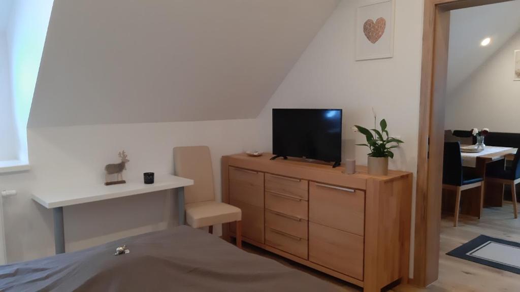 TV a/nebo společenská místnost v ubytování Ferienhaus Gerlach