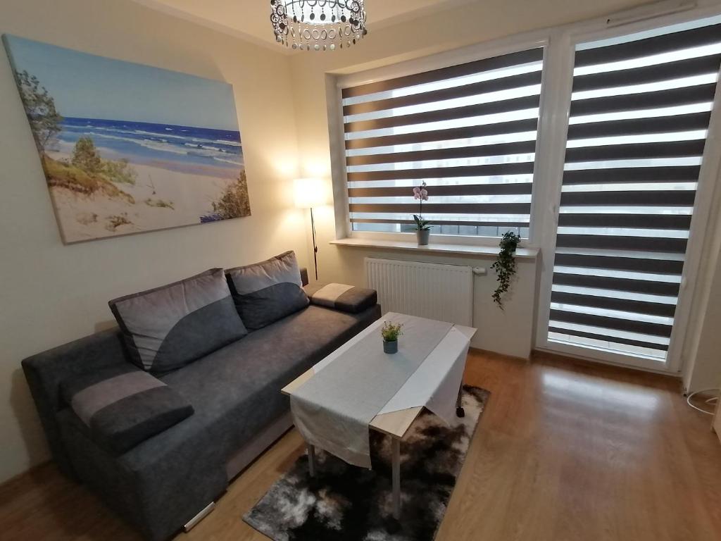 sala de estar con sofá y mesa en ŻYTNIA APARTAMENT KOSZALIN en Koszalin