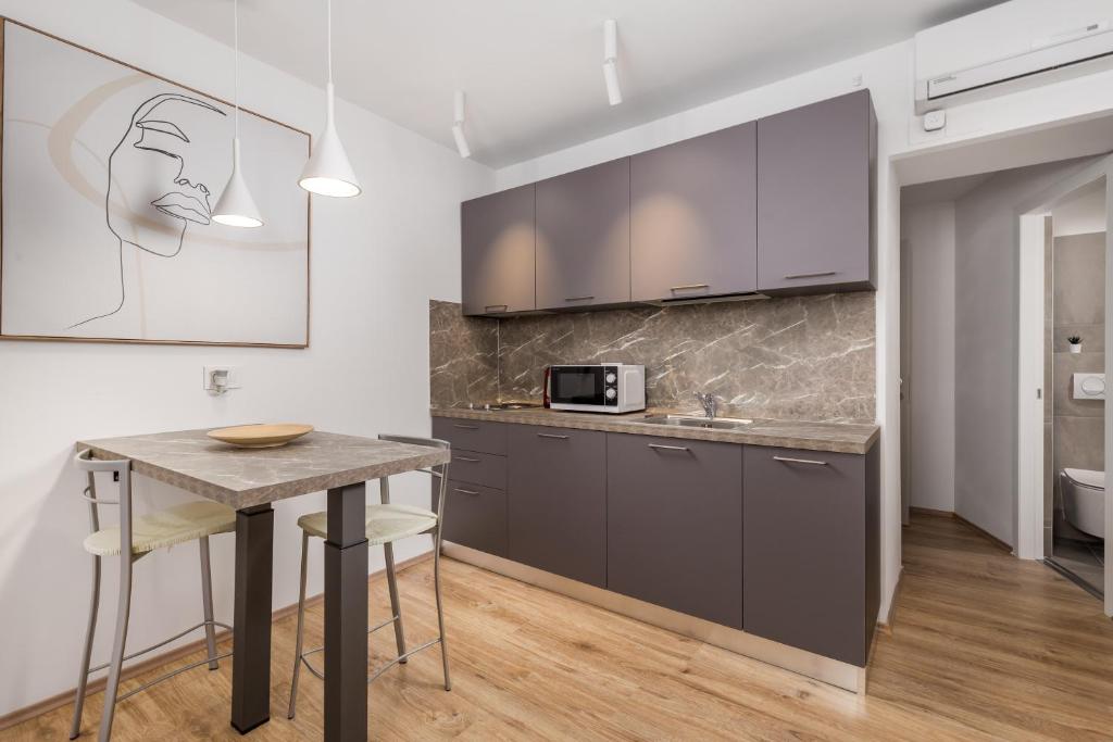 Kuchyň nebo kuchyňský kout v ubytování Main Street Apartments 2