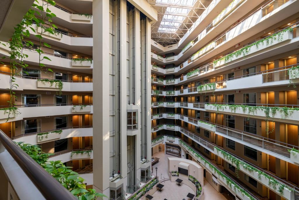 an overhead view of an apartment building with balconies at Harmony Suites Secaucus Meadowlands in Secaucus