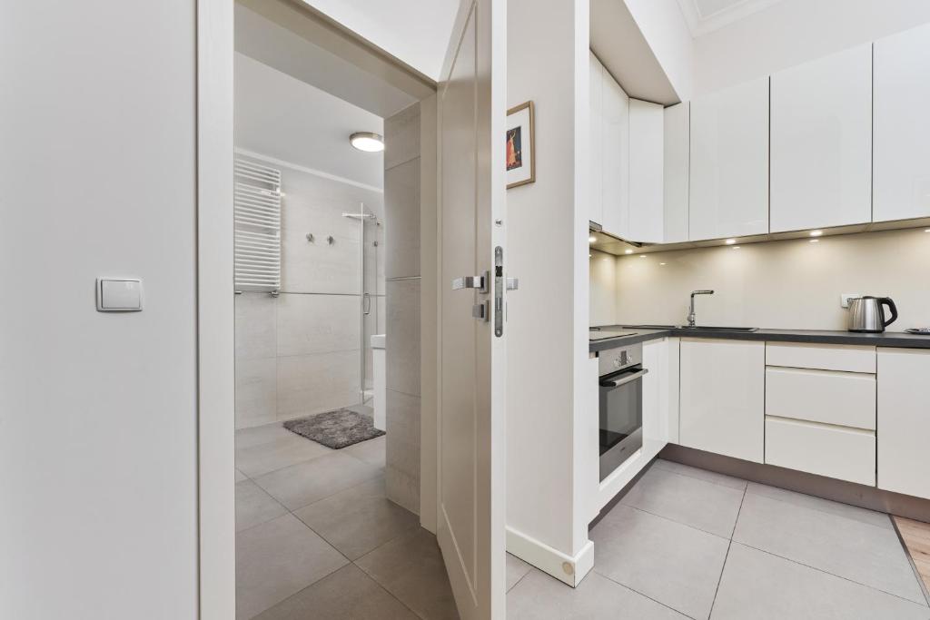 Kuchnia lub aneks kuchenny w obiekcie City Center Railway Station Apartment Piłsudskiego by Noclegi Renters