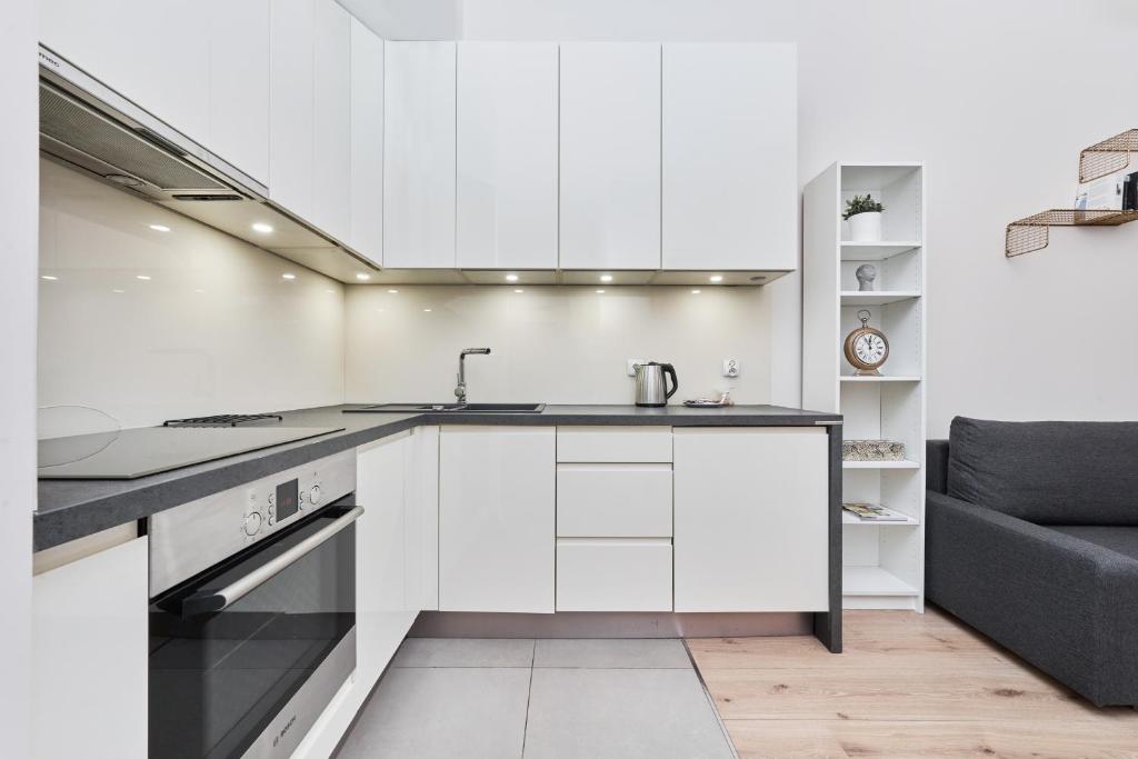 Kuchnia lub aneks kuchenny w obiekcie City Center Railway Station Apartment Piłsudskiego by Noclegi Renters