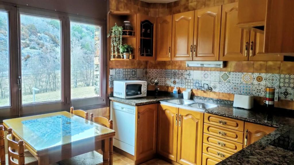 Kuchyň nebo kuchyňský kout v ubytování Apartament turistic Pont d’Ordino