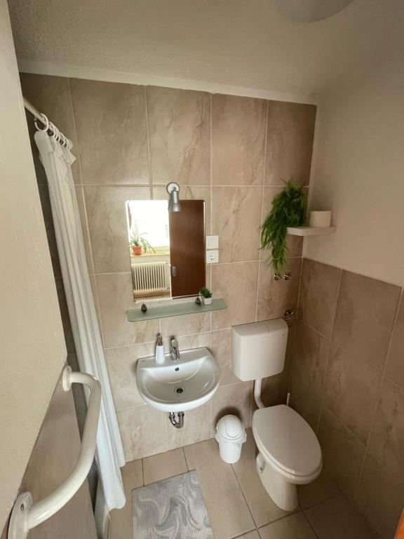 Koupelna v ubytování Apartmaji Mojca