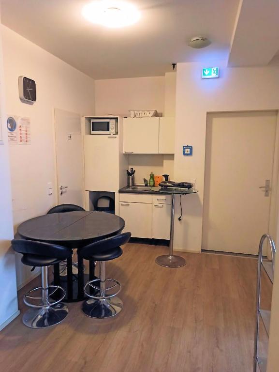 Kuchyň nebo kuchyňský kout v ubytování Puschkin Rooms