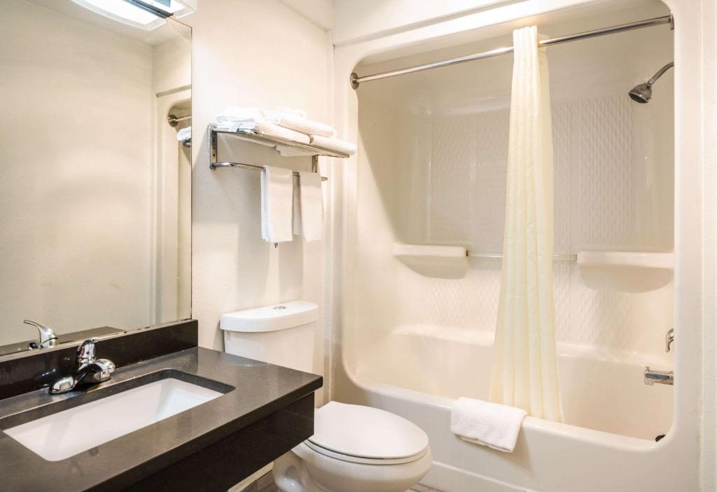 a bathroom with a toilet and a sink and a shower at Econo Lodge Glade Springs I-81 in Glade Spring
