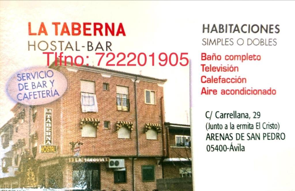 un folleto para un bar hospital con un edificio en Hostal La Taberna, en Arenas de San Pedro