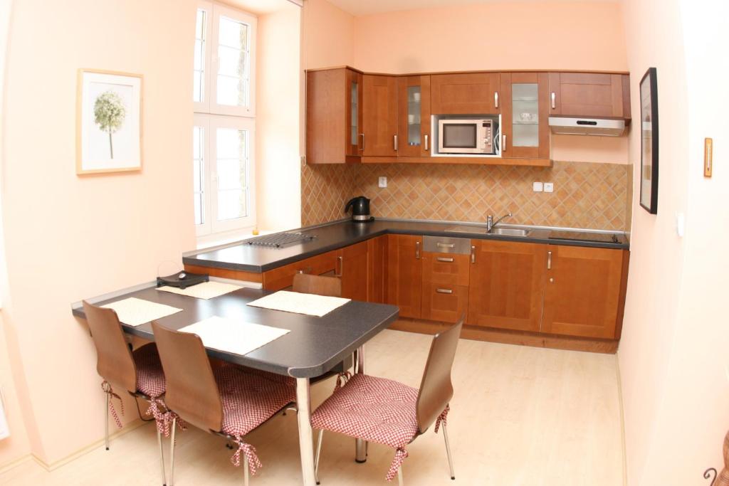 Kuchyň nebo kuchyňský kout v ubytování Apartmán Bílý Kříž