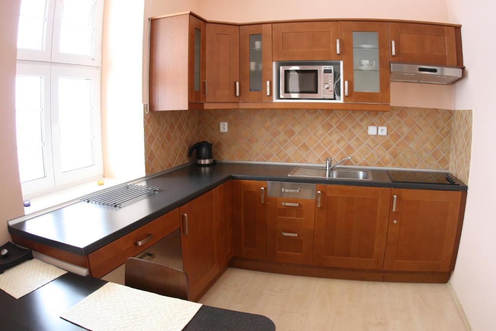 Kuchyň nebo kuchyňský kout v ubytování Apartmán Bílý Kříž