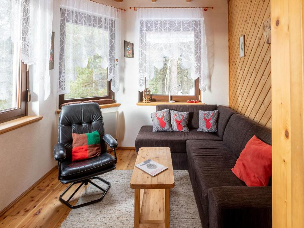 un soggiorno con divano e sedia di Detached chalet in Reichenau Turracherh he Carinthia near the ski area a Turracher Hohe
