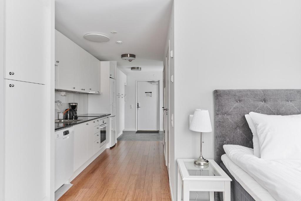 Kuchyň nebo kuchyňský kout v ubytování Continental Apartment Hotel Knivsta