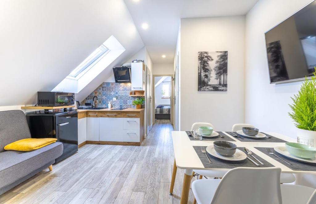 Kuchyň nebo kuchyňský kout v ubytování Apartamenty 73