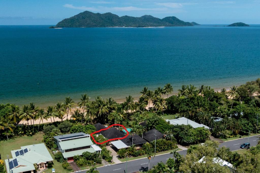 an aerial view of a resort near the beach at Beach-Villa 4 in South Mission Beach